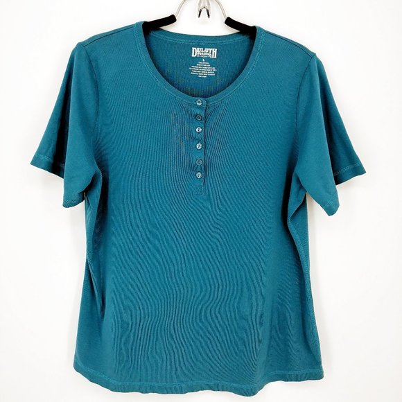Duluth Trading Co. Men's Teal Quarter Button Tee - Picture 1 of 3